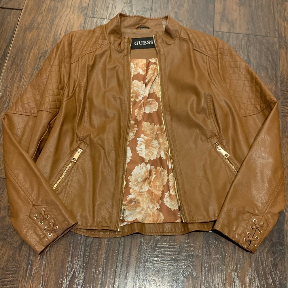 Guess Faux Leather Jacket - Cognac - XL